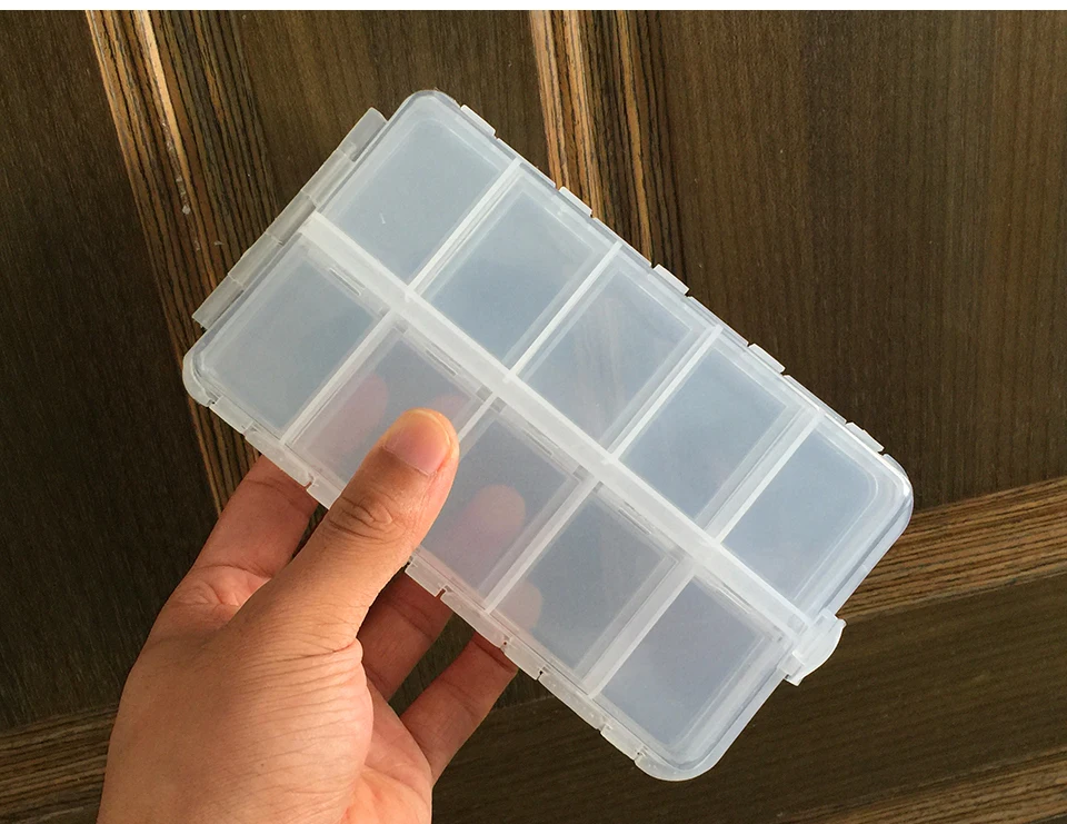 K8356 Plastic Fishing Box Lures Folding Lure Box 20 Compartment 166x97x40mm Silicone Shrimp Fishing Pesca Tackle Transparent Box (12)