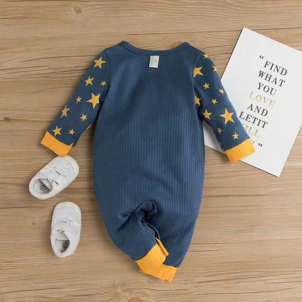 Newborn Bodysuit Round Neck Long Sleeve Cotton Single-breasted Star Animal Cartoon Image Baby Bodysuit