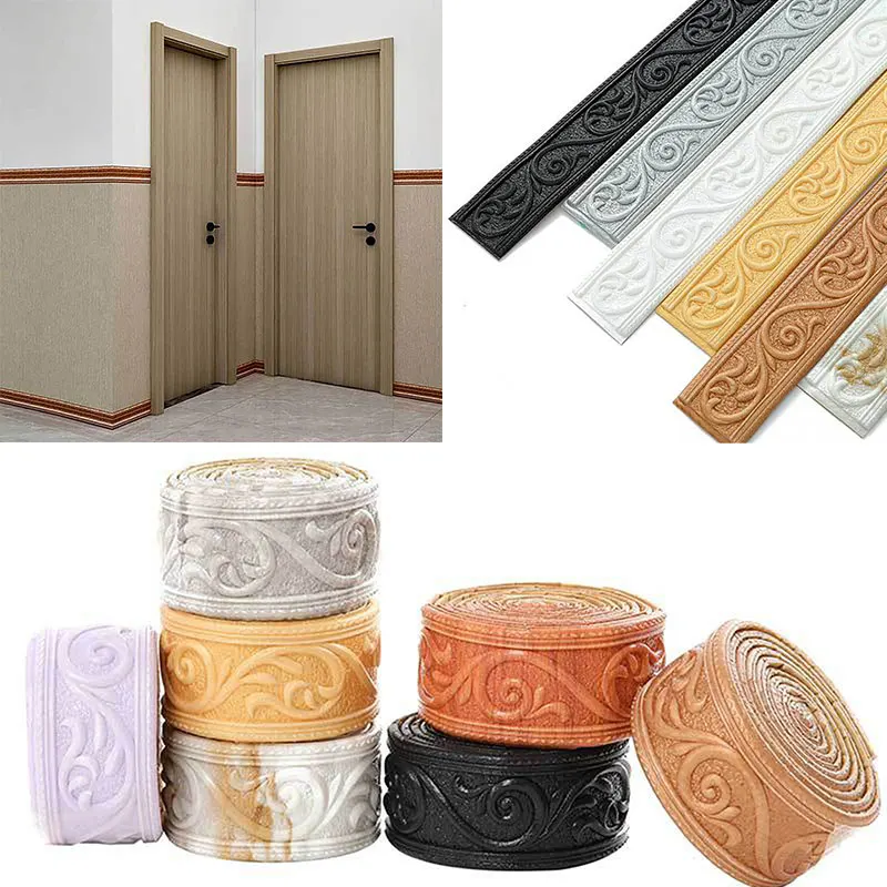 3D Foam Edge Banding Frame 2.3m Top Corner Line DIY Wall Waistline Baseboard Self-adhesive Waterproof Border Sticker | Дом и сад