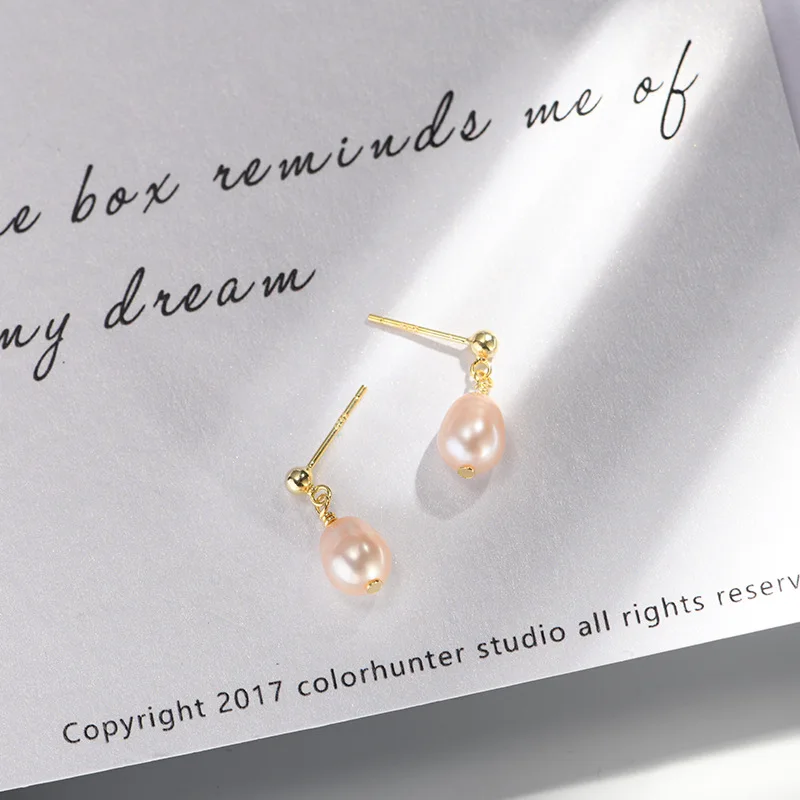 925 Sterling Silver Natural Baroque Shaped Pearl Earrings Women Korean Temperament Wedding Jewelry Gifts - Image 2