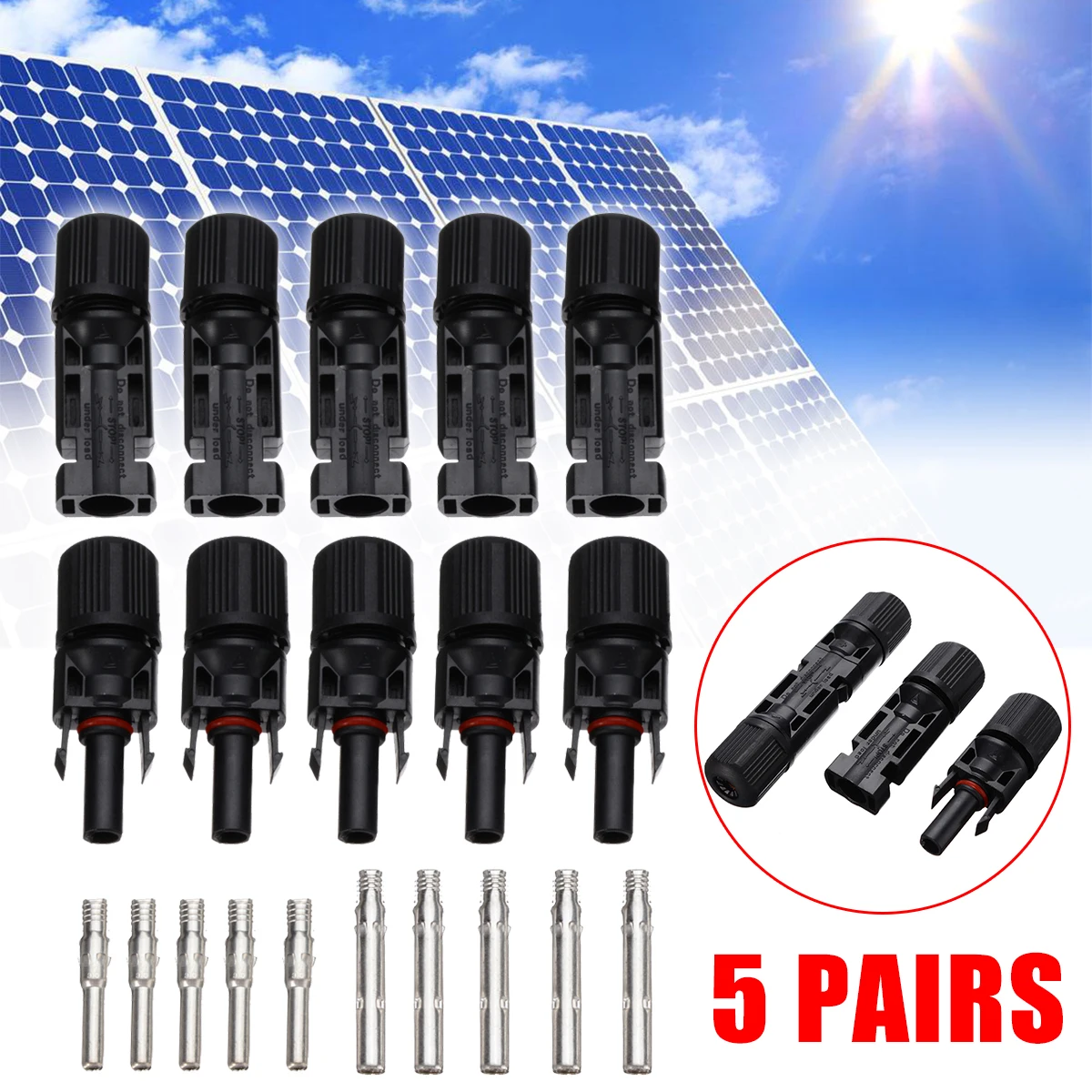 

5 Pairs PC/PA MC4 Male Female M/F Solar Panel Connectors Set For Wire Cable Solar Panel 1000V 30A Electrical Equipment
