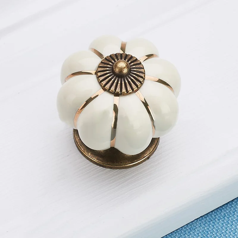 8pcs Retro Minimalist Ceramic Cupboard Cabinet Door Knobs Drawer Pull Set