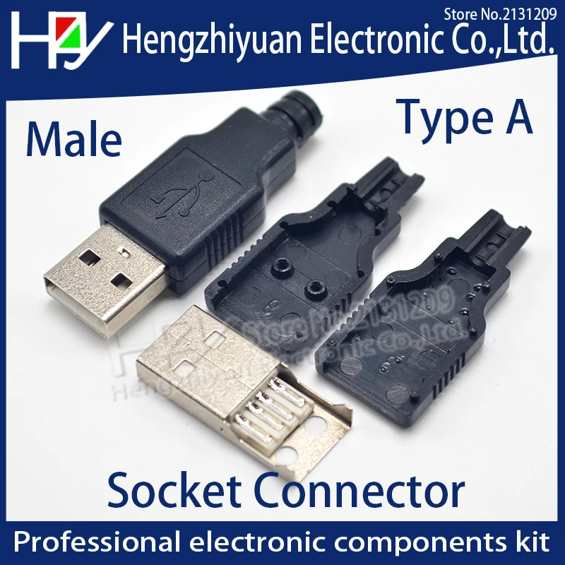 IMC/Лидер продаж; Новинка; 10 шт. Тип мужской женский 2,0 USB 4 Pin разъем с черной Пластик крышкой припоя Тип DIY разъем