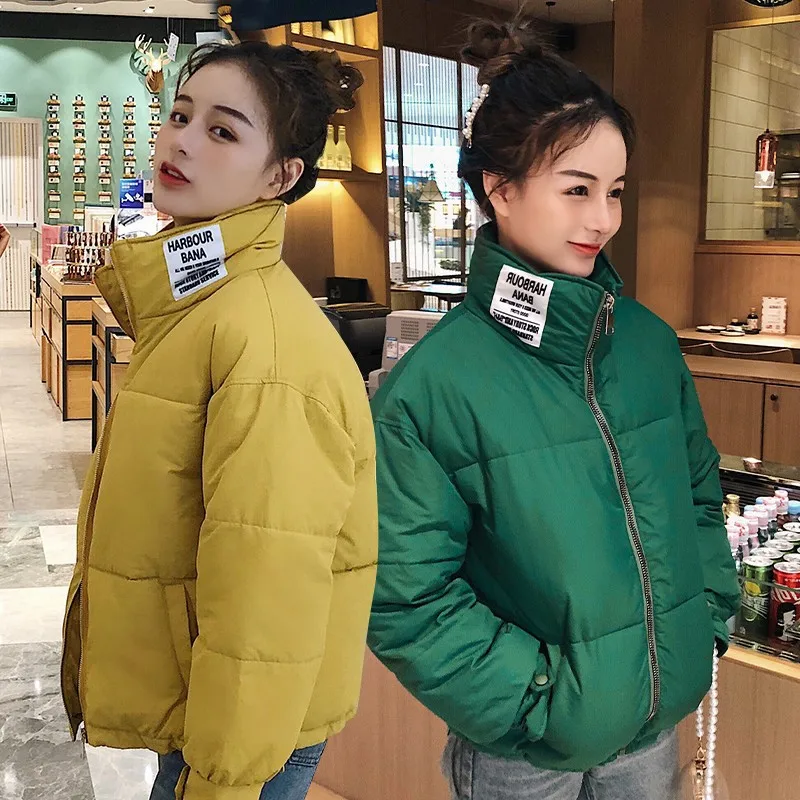 

Photo Shoot 2019 Autumn And Winter Korean-style Stand Collar down Cotton down Coat Women's Short-Style Short-height Students Cot