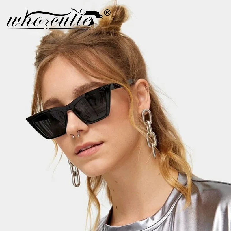 

Fashion Retro Blue Cat Eye Frame Sunglasses Women 2021 Brand Designer Vintage Acrylic Square Sun Glasses Shades Sunnies Oculos