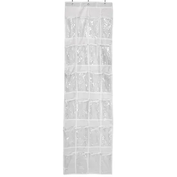 

24 Pockets - Simple Houseware Crystal Clear over the Door Hanging Shoe Organizer, White(48.5X163Cm)