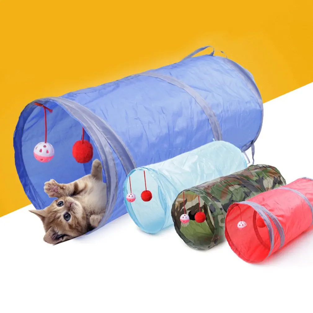 Складной туннель для кошек, игрушки для кошек, домашние, для улицы, полиэстер, складной тренировочный туннель, аксессуары для животных принадлежности