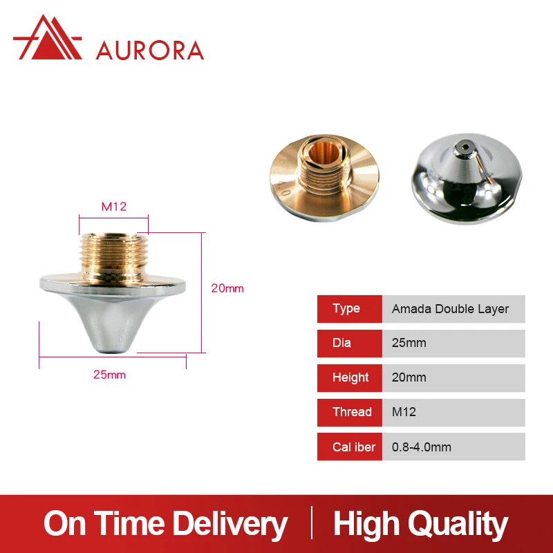 Aurora Laser Acciaio Al Carbonio Taglio Laser Amada Ugello Singolo Doppio Strato Strati Cromati D25 H20 M12 Calibro 0.8Mm-4.0Mm