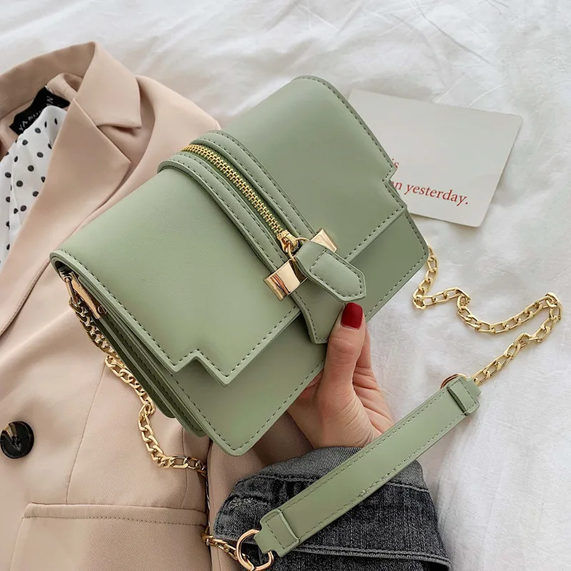 

Small Bag Women's 2019 Spring And Summer New Style INS WOMEN'S Bag Solid Color Simple Fashion Korean-style Shoulder Bag Chain Sh