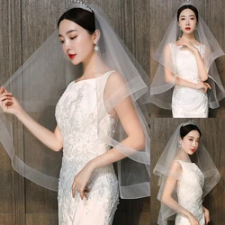 Wedding Bridal Veil with Comb Elbow Short Tulle Hair Accessories for Brides 2 Layers Sheer Veils Elegant Photo Props