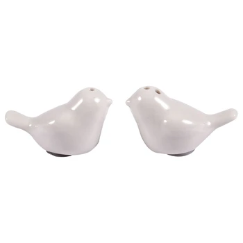

1 Set of Love Birds Ceramic Salt and Pepper Shakers Personalised Wedding Favors - White