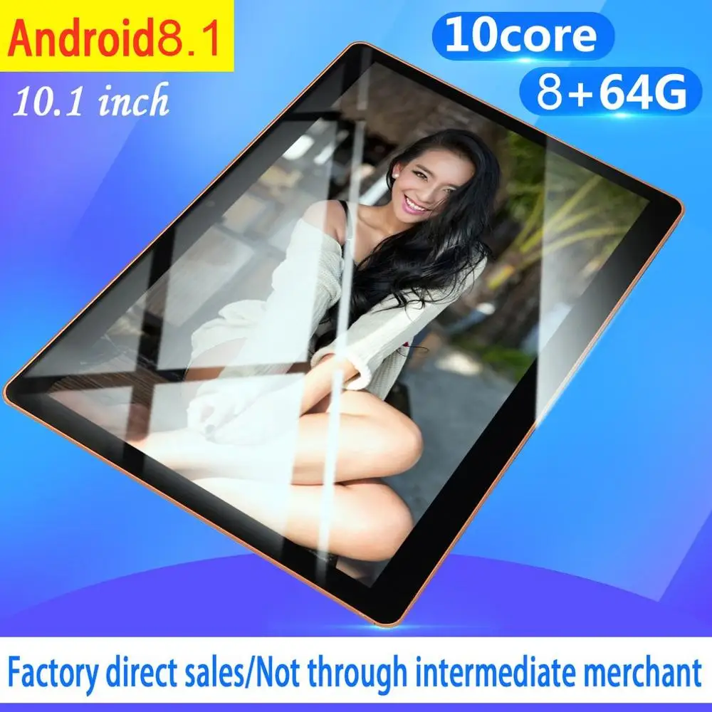  KT107 Plastic Tablet 10.1 Inch HD Large Screen Android 8.10 Version Fashion Portable Tablet 8G+64G 