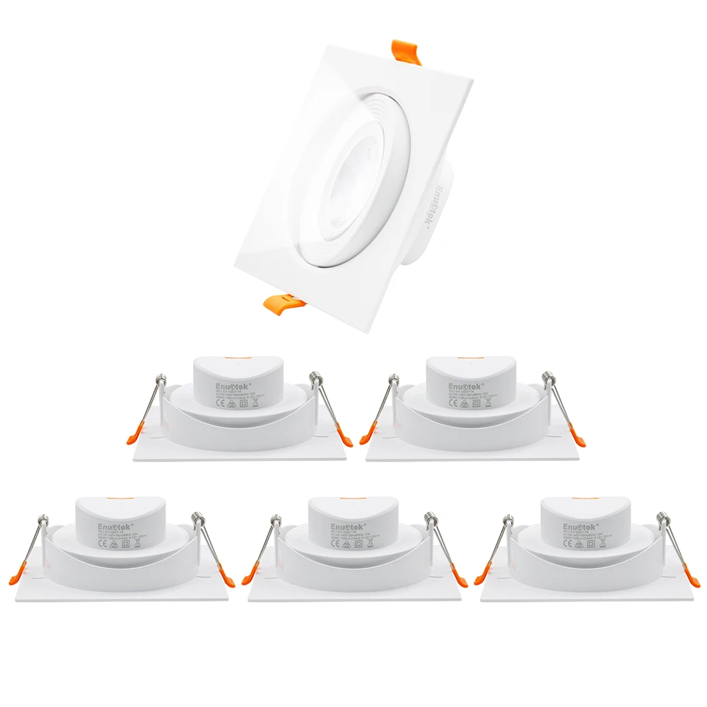 Square Recessed Ceiling LED DownLights Directional 4 Inch 12W with Built-in Driver Spotlights 5000K 6 Lamps by Enuotek | Лампы и