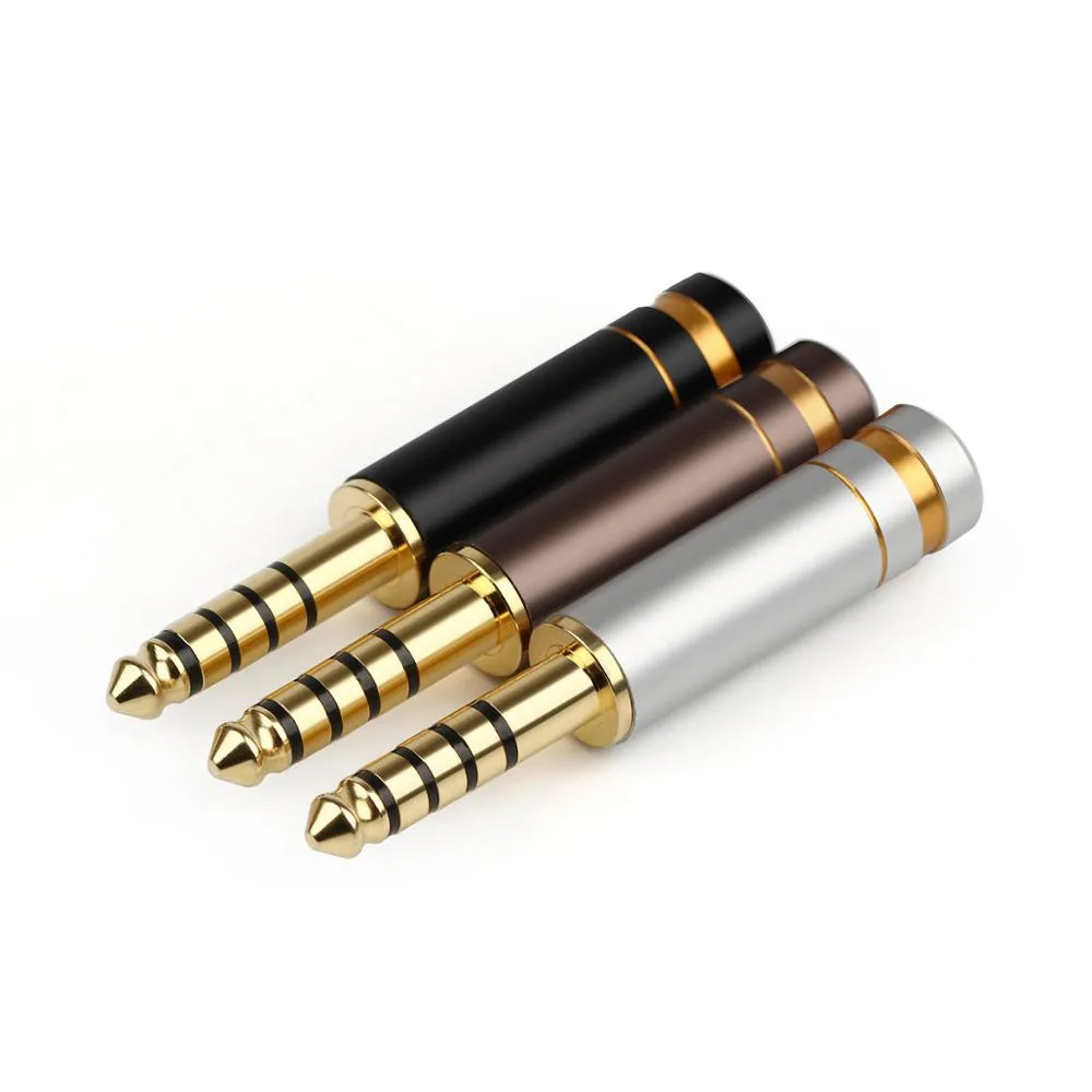 5PCS 4 4mm Balanced Plug Audio Jack Copper Gold Plated 5 Pole Headphone Connector Minijack Soldering Adapter Hifi Earphone DIY