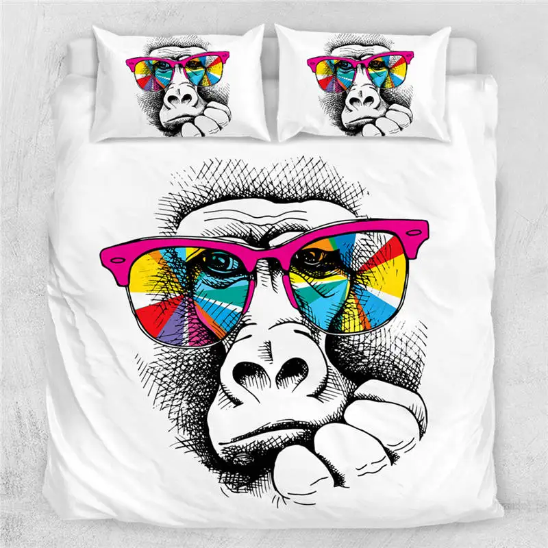 Orangutan Постельные принадлежности Outlet Забавный Комплект постельного белья с жирафом животные пододеяльник с наволочками радужные солнцезащитные очки постельное белье орангутанг покрывало - Цвет: Orangutan