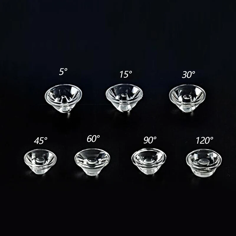 50pcs 20mm 1W 3W 5 W LED 투명 렌즈 광학 PMMA 평면 투명 투명 렌즈 5 10 15 30 45 60 90 120 Degree For 1 3 5 Watt High