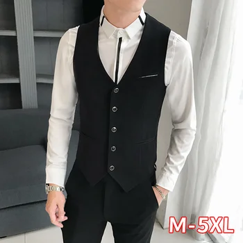 

Men's Sleeveless Jacket 2020 Spring New Casual Korean Slim Nightclub Wear Slim Jacket V Neck Formal Tops