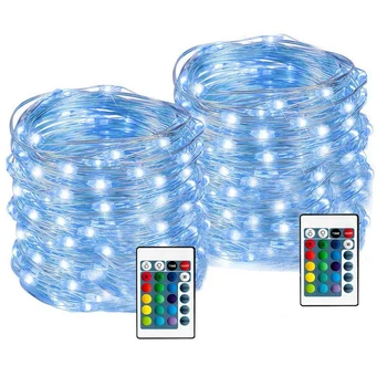 

2 Pack Fairy String Lights Operated with Remote Timer 50LED 16 Color Changing Twinkle Lights for Bedroom Party Xmas Home Décor