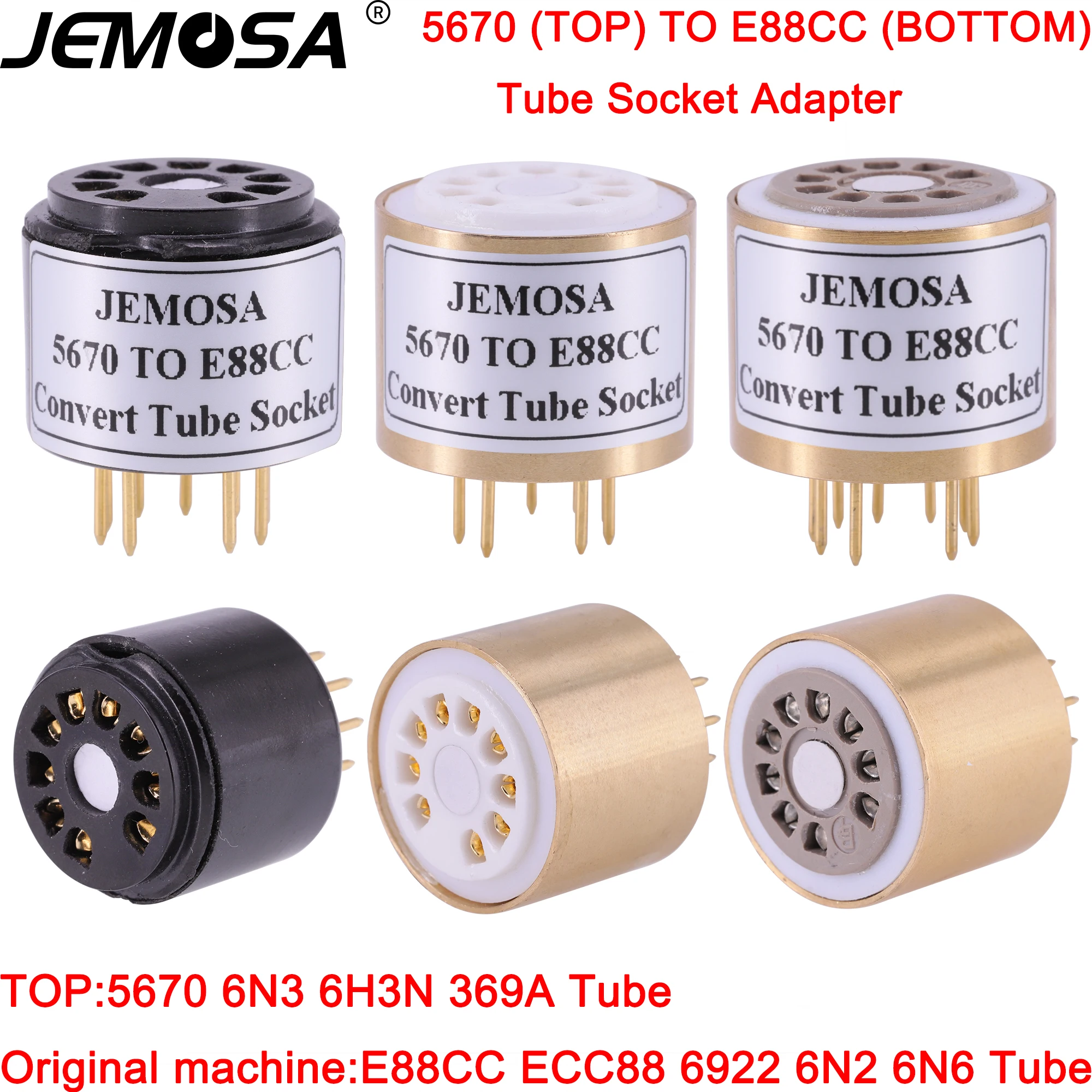 Diy Amplificador de Áudio Vacuum Tube Converter Adaptador de Soquete 396a 6n3 5670 Tube Top Ecc88 E88cc 6922 6dj8 1pc
