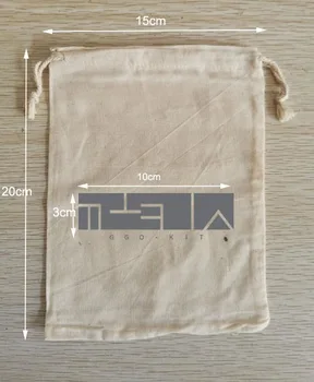 

Customize Logo 100pcs 15*20 cm Drawstring 13g Cotton Bags Pouches Printed With Grey Logo Ship Via SF express