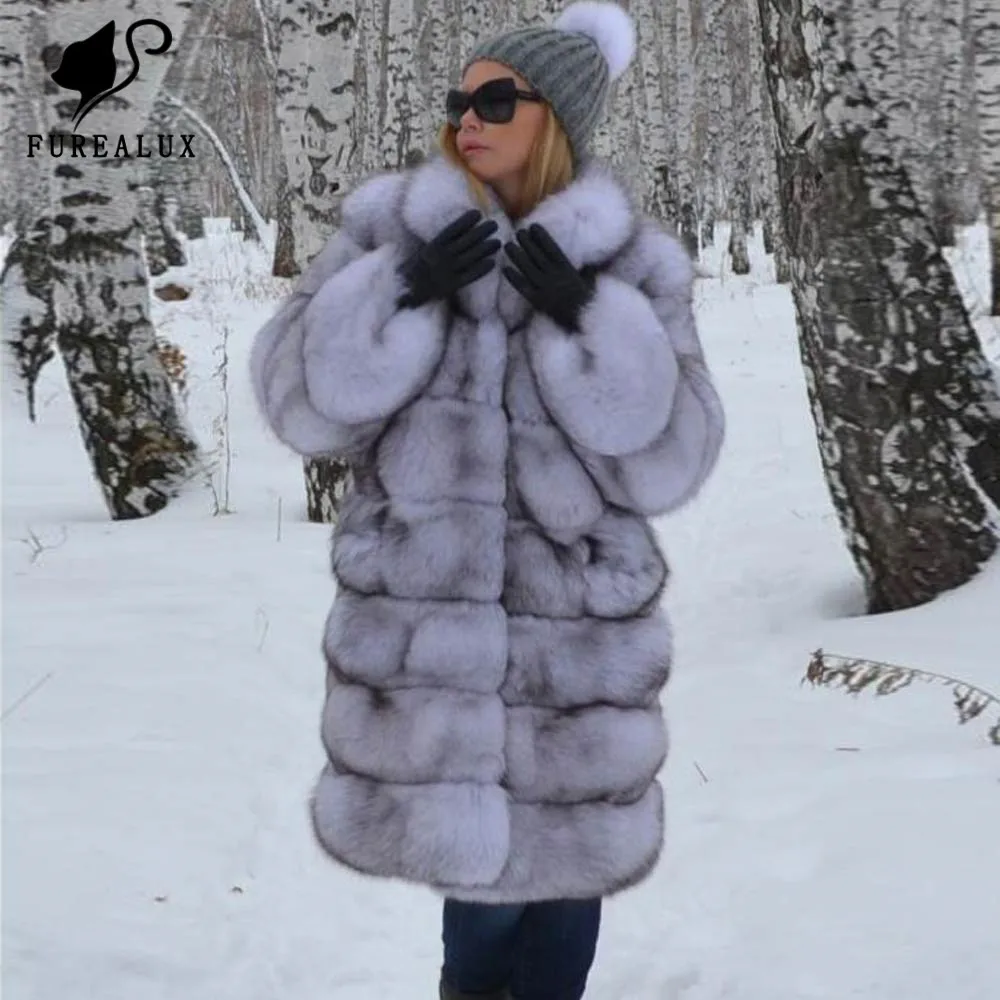 

Russian Fashion Women New Whole Skin Natural Real Fox Fur Coats High Quality Thick Warm Handmade Clothing Customized Coat FC-185