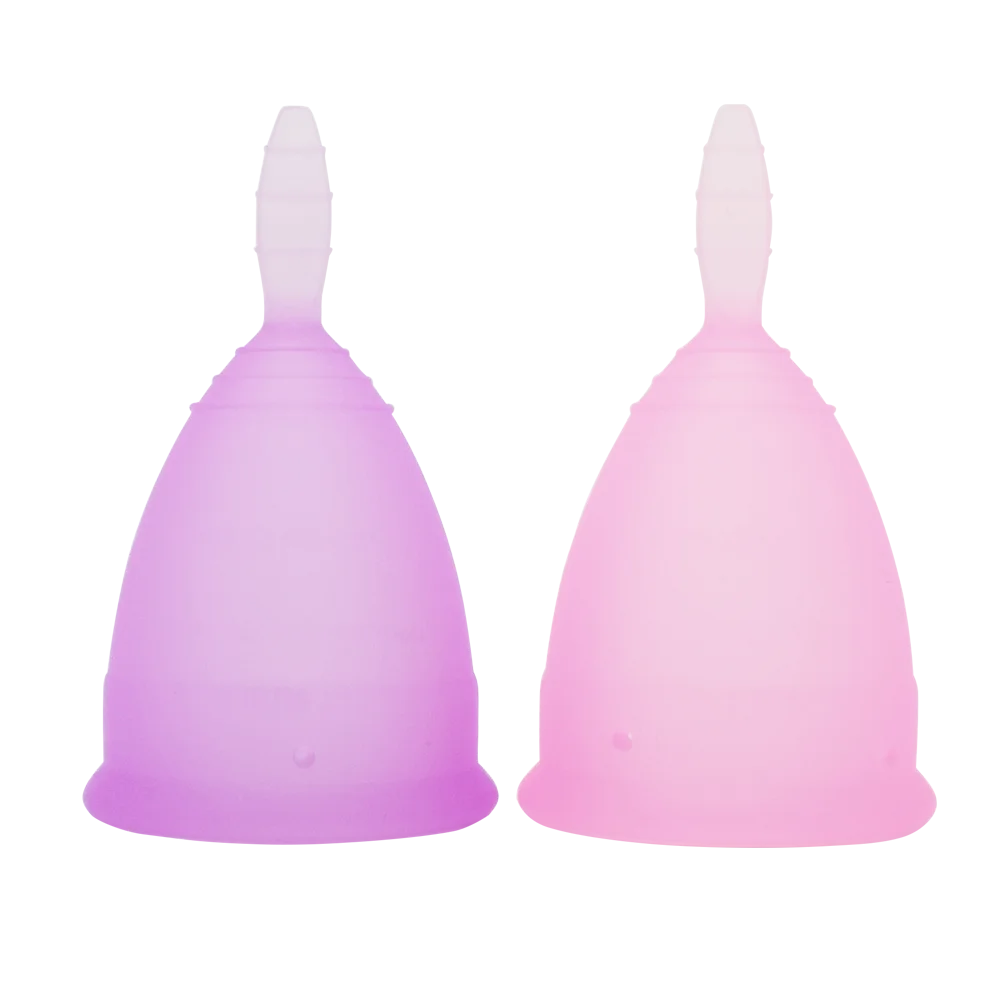purple pink 2 шт медицинская силиконовая менструальная чашка для женщин продукт для здоровья период чашки женский менструальный коллектор - Цвет: purple pink