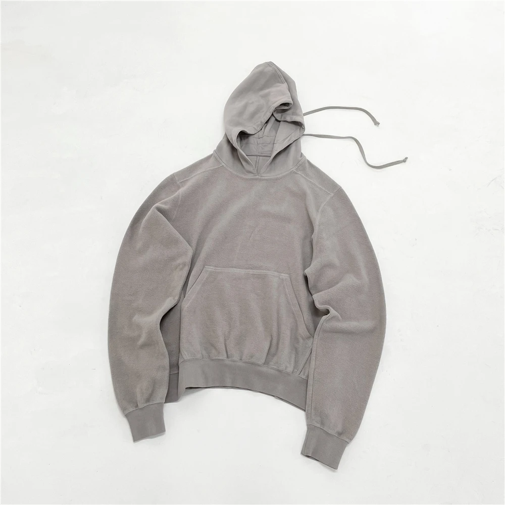 High Quality Black/Taupe Inside Out Hoodie Reversed Terry Spliced