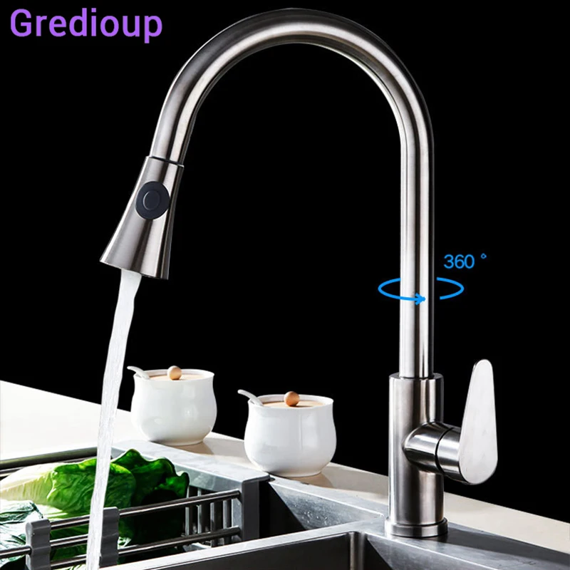 Grifos Mixer Stainless Steel Kitchen Faucet Handle Sprayer Fixtures Modern Kitchen Sink Tap Deck Mount Water Tap Grifo Extraible Kitchen Faucets Aliexpress