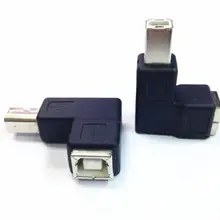 Newest Right Angled 90 Degree USB 2 0 B Type Male to Female Extension Adapter for