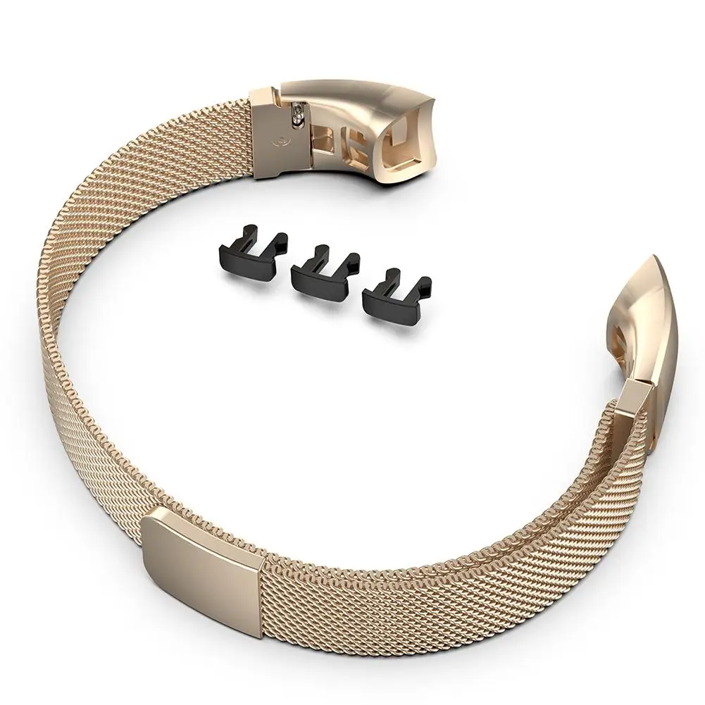 Keoker Смарт аксессуары для huawei Honor Band 5 ремешок сменный Браслет 4 браслет магнитный с миланским плетением Нержавеющая Сталь Анти-потери - Цвет: Золотой