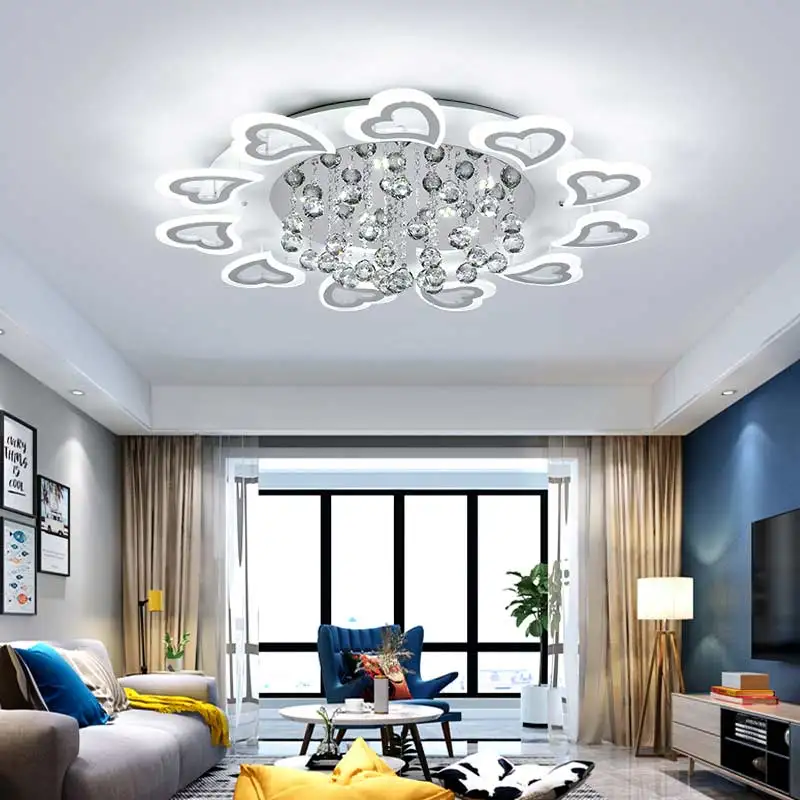 

Lustre Crystal Led Chandelier Home Decor Lighting Modern Living Room Bedroom Kitchen Light Fixtures White Acrylic Metal Lamp
