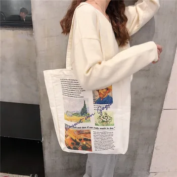 

2020 New Women Shoulder Bag Albert Moore Oil Painting Print Shopping Bags Students Book Bag Cotton Cloth Handbags Tote For Girls