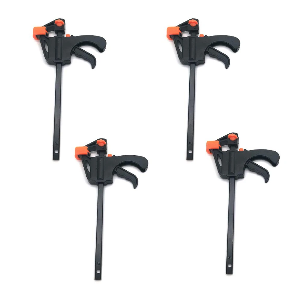 

4pcs F-Shaped Bar Clamps 4inch Clip Grip Quick Ratchet Release Squeeze Woodworking DIY Hand Tool Kit for Carpenter Wood Door