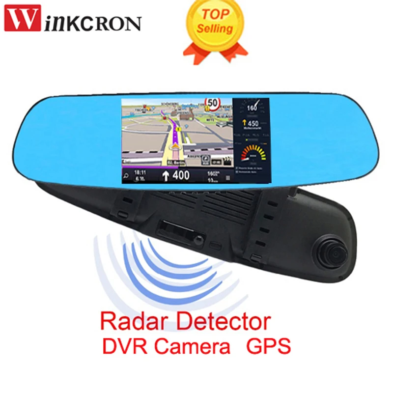 

5.0 Inch Car Rearview Mirror GPS Navigation Radar Detector 3 in 1 DVR Camera FHD 1080P DVR Dash Cam Video Recorder Night Version