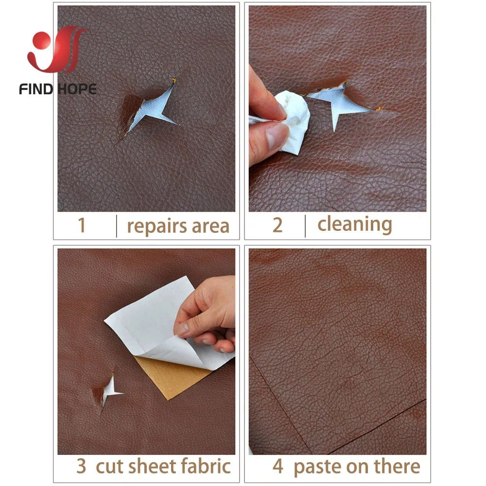 Faux PU Leather Fabric Sheet Litchi Fabric Canvas Back Self-adhesive  Leather Fabric Faux Leather Soft Feel Material Leather self-adhesive repair  patch