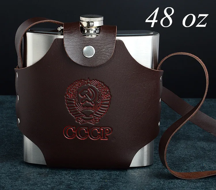 4 oz~178 oz Stainless Steel Hip Flasks Whiskey Pocket Hip Flask Screw Cap Outdoor Portable liquid container For Drinker Men Gift - Цвет: 48 oz