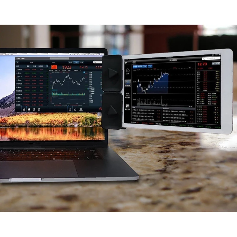 Боковое крепление для двух мониторов, двойное крепление монитора дисплея и подставка для планшета для вашего ноутбука, мгновенный второй дисплей