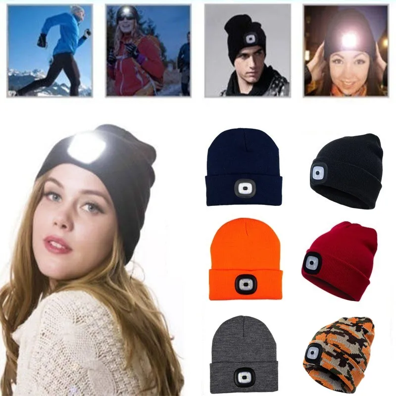 4 светодиодный головной убор шапка в стиле хип хоп для мужчин и женщин вязаная