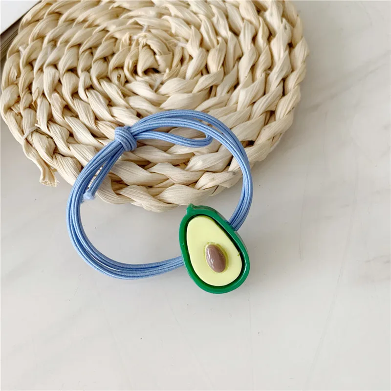 blue 2PCS 2 шт., милые эластичные резинки для женщин, девушек, Галстуки для волос, конский хвост, держатель, резинки для волос в форме авокадо, веревка для волос, аксессуары для волос - Цвет: blue 2PCS