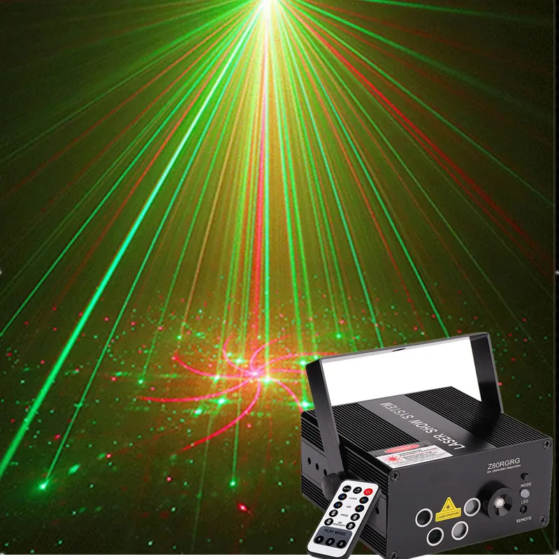 

DJ Laser Light Show Projector Laser with LED 80 Patterns RGRB Color Decoration Lighting Disco Music Show Luses Bar Club Xmas
