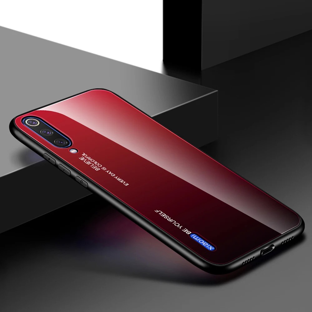 Роскошный чехол из градиентного стекла для Xiaomi mi A3 A2 A1 mi 9 SE 9t Pro CC9 CC9E чехол из твердого стекла цветной чехол для Xiaomi mi A3 mi 9 чехол s
