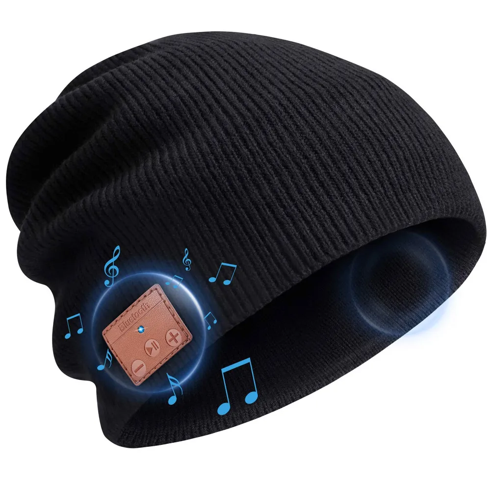 Шапочка шапка с Bluetooth 4,2 наушники встроенные стереодинамики Рождественский подарок-MX8 - Цвет: Черный