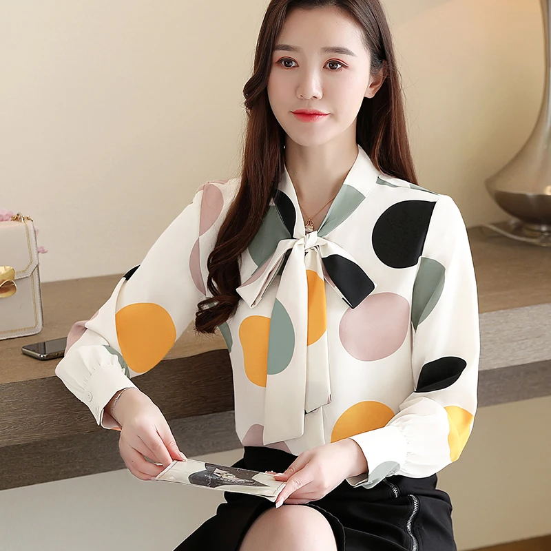 Корейская мода шифоновые женские рубашки офисные белые блузки размера плюс XXL