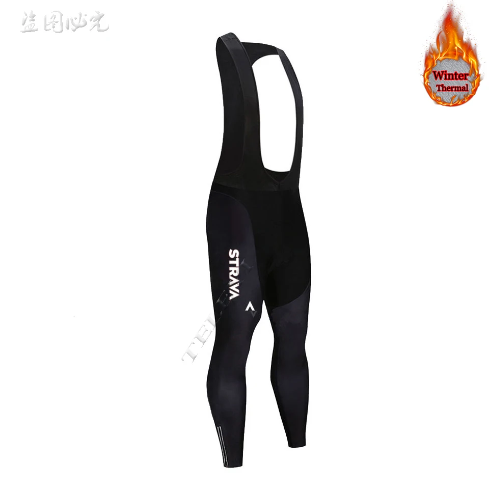 2019 STRAVA Warm Cycling Bib Trousers Winter Thermal Mountain Bike long Pants Bicycle Tights 9D Gel Pad Cycling Bib Pants