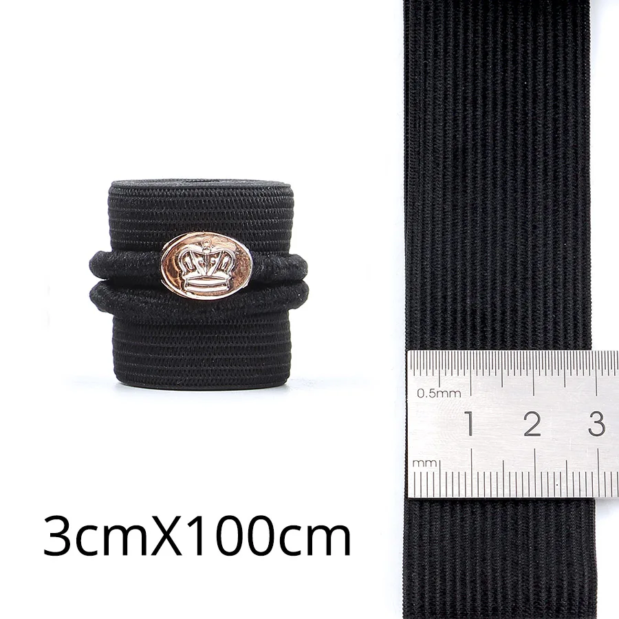 3.0cm x100cm Alileader дешевая эластичная лента для париков, аксессуары, высокое качество, материалы для изготовления париков, шапки для изготовления париков, черный цвет - Цвет: 3.0cm x100cm
