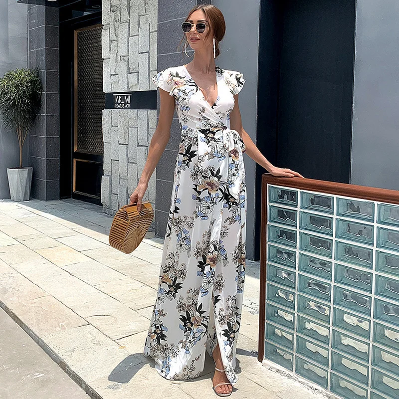 Bohemian High Slit Long Dress Women 