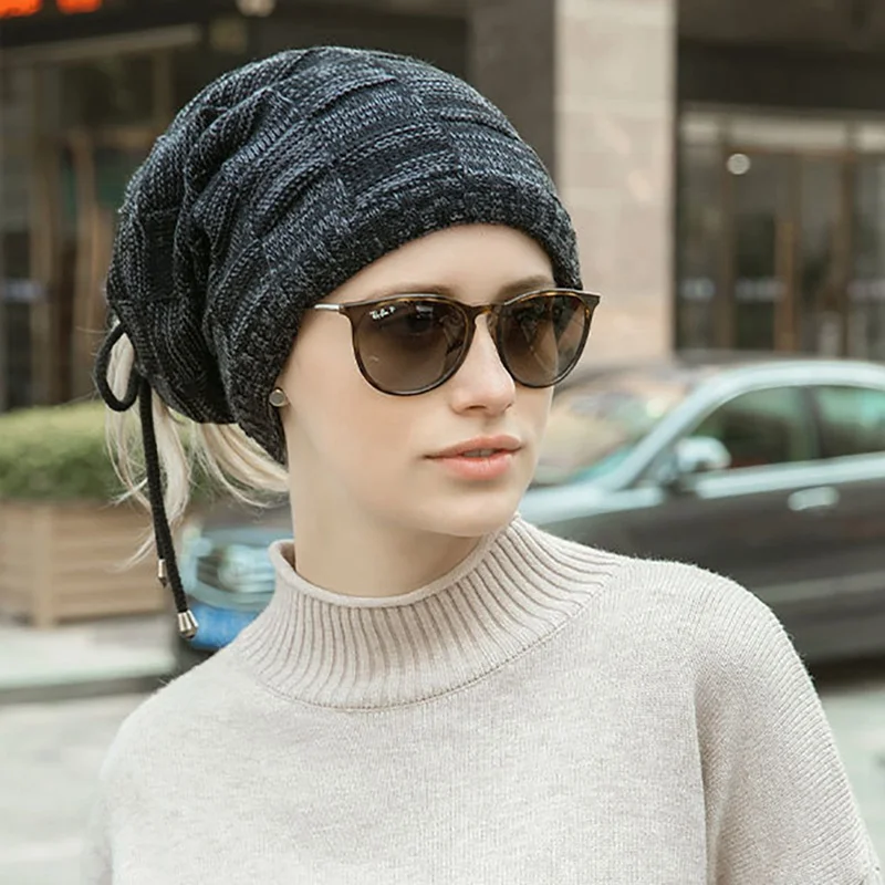 3 в 1 теплый шарф бини Балаклава маска для лица многофункциональная шапка зимняя вязаная шапка с отверстием для хвоста унисекс мужчины женщины открытый шеи