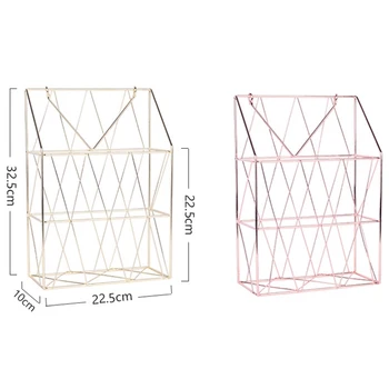 

Storage Basket Nordic Metal Net Storage Basket Wall Hanging Portable Multifunction Rose Gold Storage Basket Desk azine Organi