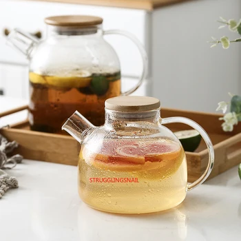 

1L/1.8L Big Transparent Borosilicate Glass Teapot Heat-Resistant Large Clear Tea Pot Flower Tea Set Puer Kettle Office Home Tool