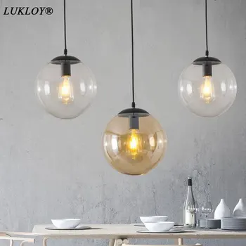 

Pendant Lamp Light Transparent Glass Round Ball Spherical Restaurant Bar Aisle Hall Room Island Industrial Retro Modern Nordic